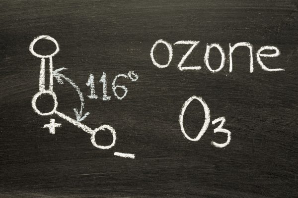 The world ozone with it's chemical notation: O3